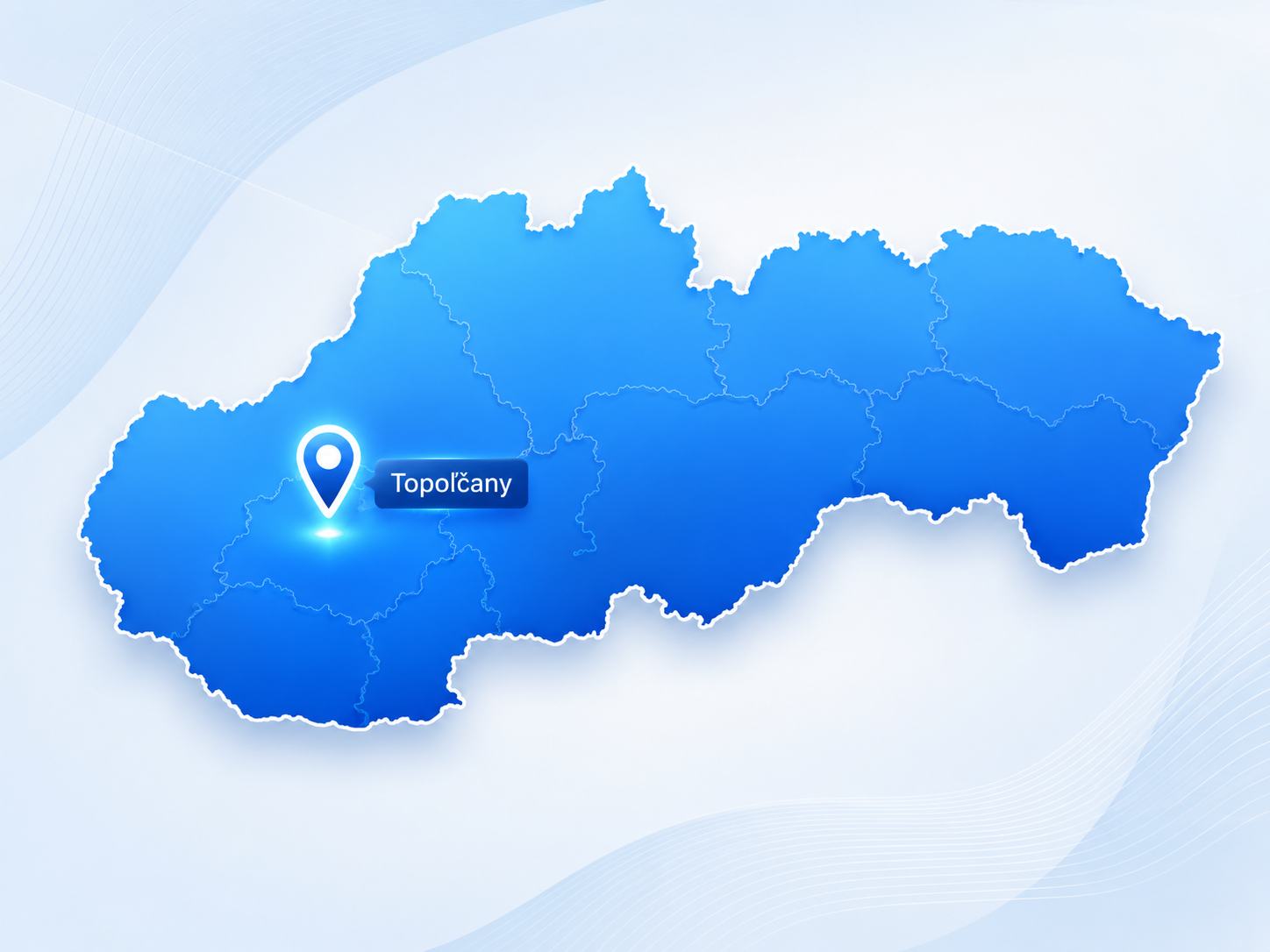 Mapa Slovenska s označenou lokalitou Topoľčany
