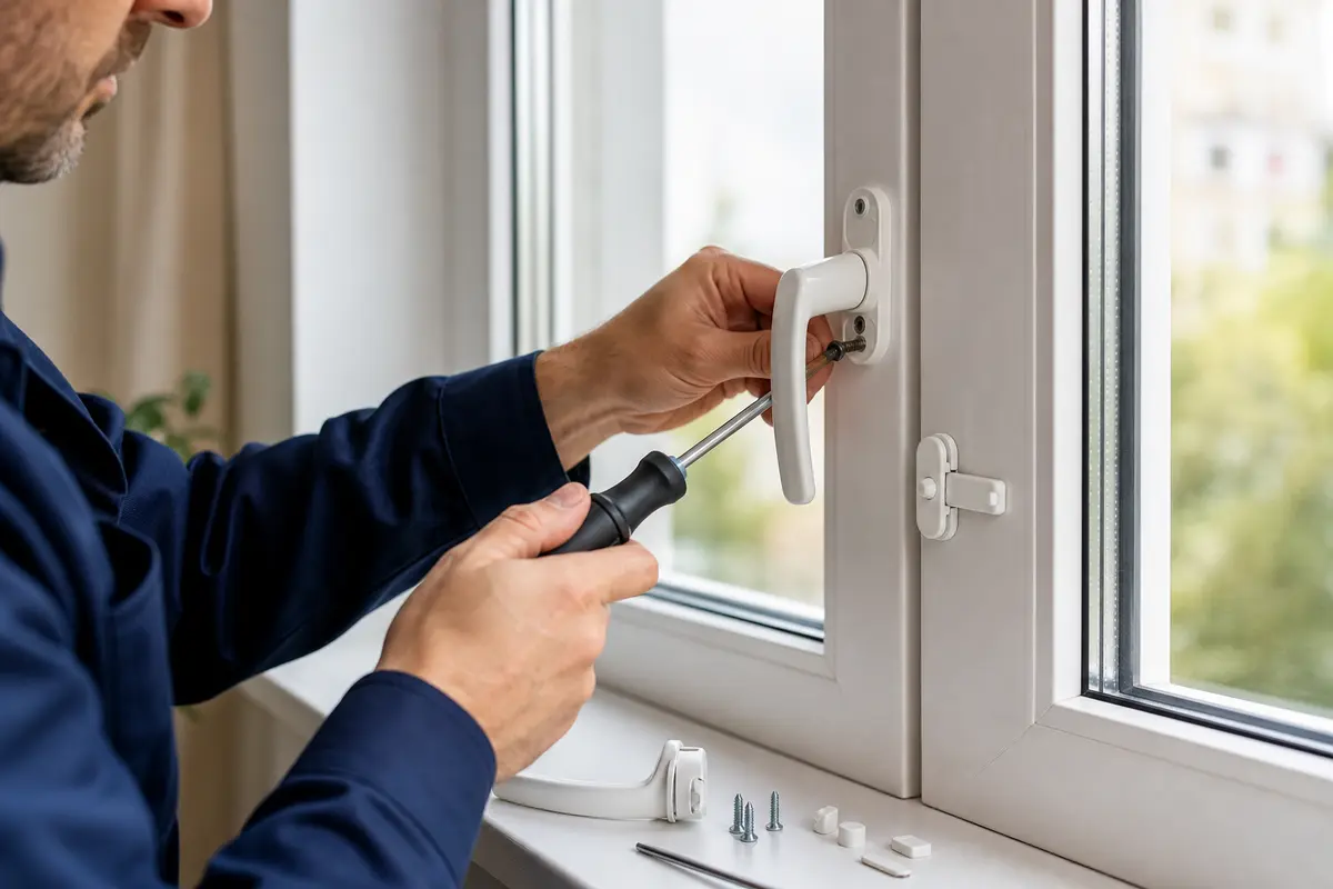 Výmena okennej kľučky a montáž bezpečnostnej poistky